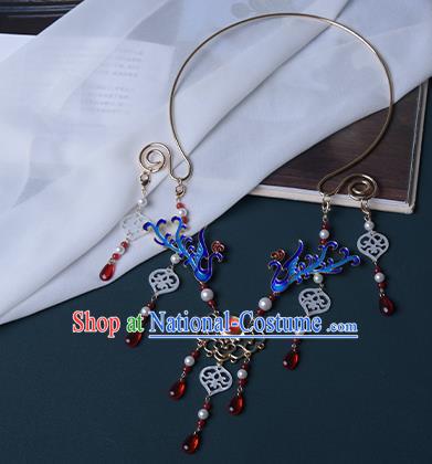 Chinese Handmade Cloisonne Phoenix Precious Stones Necklet Decoration Traditional Ming Dynasty Necklace Accessories for Women