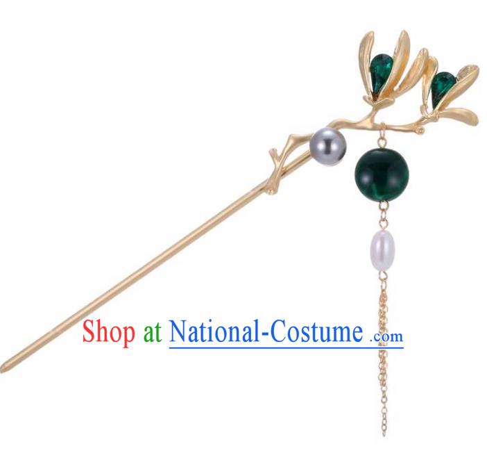 Handmade Chinese Qing Dynasty Yulan Magnolia Hair Clip Traditional Hair Accessories Ancient Princess Golden Hairpins for Women