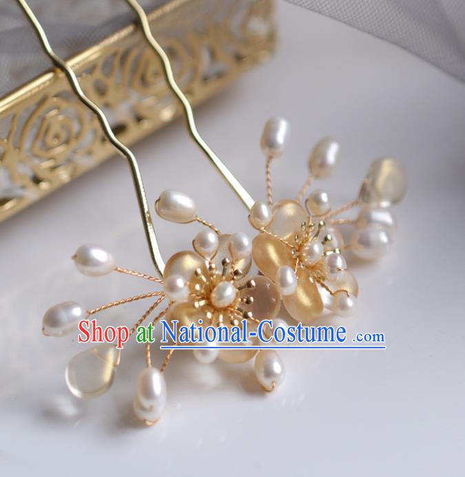 Chinese Cheongsam Yellow Plum Blossom Hair Clip Traditional Hanfu Hair Accessories Handmade Hairpins for Women