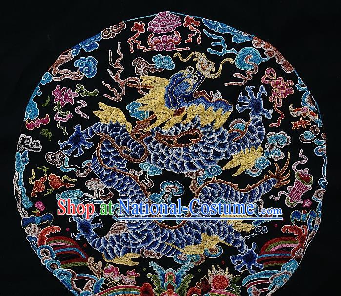 Chinese Traditional Embroidered Dragon Round Fabric Patches Handmade Embroidery Craft Embroidering Silk Decorative Painting