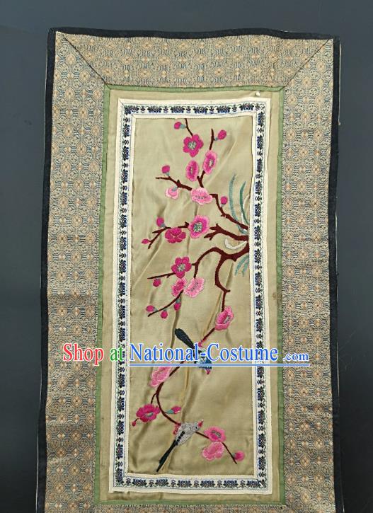 Chinese Traditional Embroidered Pink Plum Blossom Picture Handmade Embroidery Craft Embroidering Silk Decorative Painting