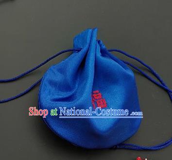 Chinese Traditional Handmade Embroidered Peony Royalblue Silk Sachet Perfumed Silk Bag