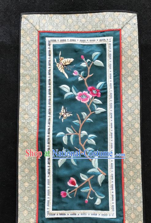 Chinese National Embroidered Butterfly Flowers Paintings Traditional Handmade Embroidery Decorative Atrovirens Silk Picture Craft