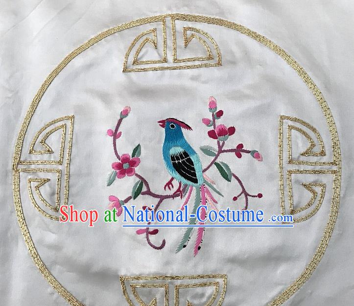 Traditional Chinese Embroidered Bird Plum Cloth Patches Handmade Embroidering Dress Applique Embroidery Silk Fabric Round Accessories