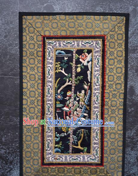 Chinese National Embroidered Dragon Boat Black Silk Paintings Traditional Handmade Embroidery Decorative Picture Craft