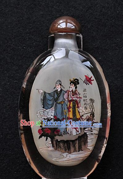 Chinese Handmade Snuff Bottle Traditional Inside Painting Butterfly Love Liang Shanbo and Zhu Yingtai Snuff Bottles Artware