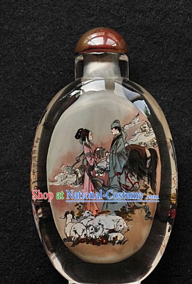 Chinese Handmade Snuff Bottle Traditional Inside Painting Butterfly Love Liang Shanbo and Zhu Yingtai Snuff Bottles Artware