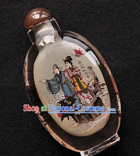 Chinese Handmade Snuff Bottle Traditional Inside Painting Butterfly Love Liang Shanbo and Zhu Yingtai Snuff Bottles Artware