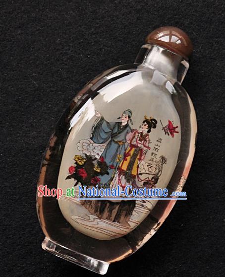 Chinese Handmade Snuff Bottle Traditional Inside Painting Butterfly Love Liang Shanbo and Zhu Yingtai Snuff Bottles Artware