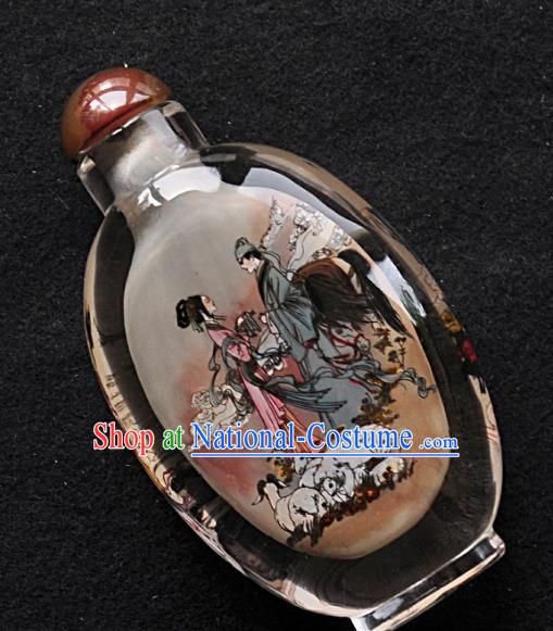 Chinese Handmade Snuff Bottle Traditional Inside Painting Butterfly Love Liang Shanbo and Zhu Yingtai Snuff Bottles Artware