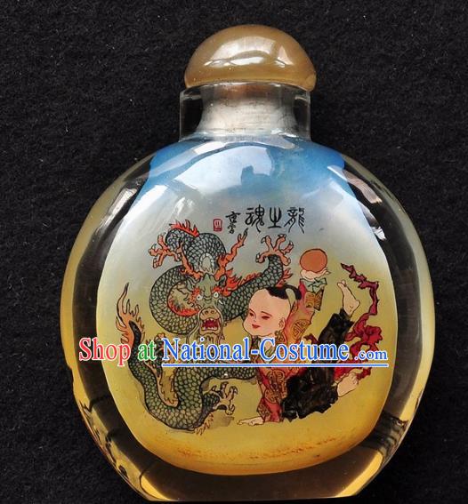 Chinese Handmade Snuff Bottle Traditional Inside Painting Dragon Boy Snuff Bottles Artware