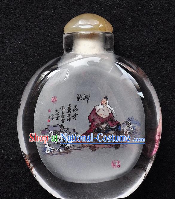 Chinese Handmade Snuff Bottle Traditional Inside Painting The God of River Snuff Bottles Artware