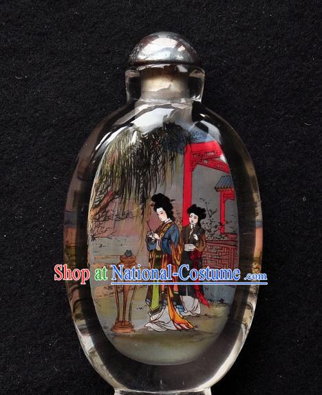 Chinese Handmade Character Snuff Bottle Traditional Inside Painting Court Woman Snuff Bottles Artware