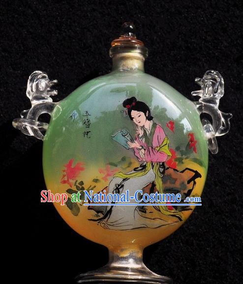 Chinese Handmade Young Beauty Snuff Bottle Traditional Inside Painting Palace Lady Snuff Bottles Artware with Handles