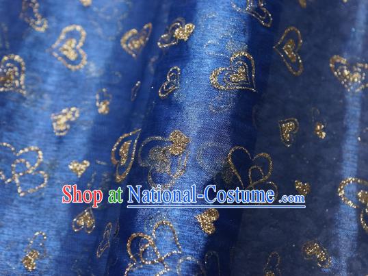 Chinese Traditional Heart Shape Pattern Design Deep Blue Veil Fabric Grenadine Cloth Asian Gauze Material