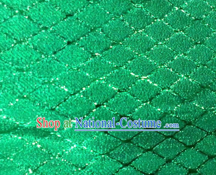 Chinese Traditional Argyle Pattern Design Green Brocade Fabric Tapestry Cloth Asian Silk Satin Material