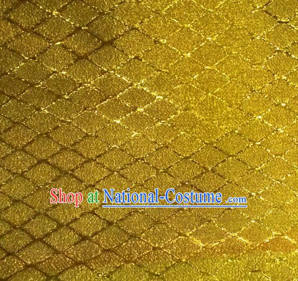 Chinese Traditional Argyle Pattern Design Golden Brocade Fabric Tapestry Cloth Asian Silk Satin Material