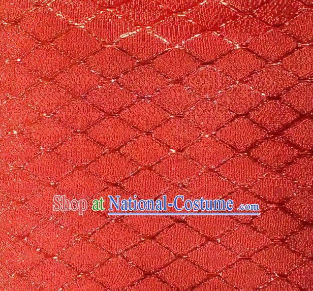 Chinese Traditional Argyle Pattern Design Red Brocade Fabric Tapestry Cloth Asian Silk Satin Material