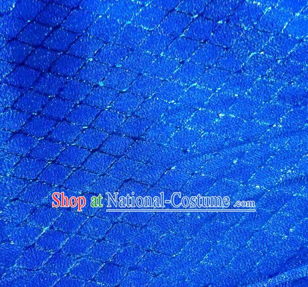 Chinese Traditional Argyle Pattern Design Royalblue Brocade Fabric Tapestry Cloth Asian Silk Satin Material