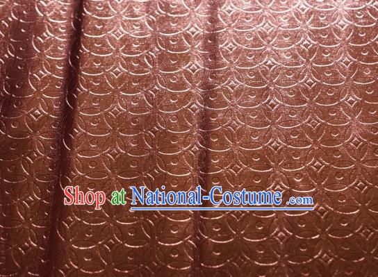 Chinese Traditional Copper Cash Pattern Design Brown Spandex Fabric Cloth Material Asian Dress Anaglyph Drapery