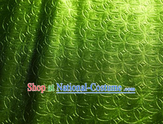 Chinese Traditional Copper Cash Pattern Design Green Spandex Fabric Cloth Material Asian Dress Anaglyph Drapery