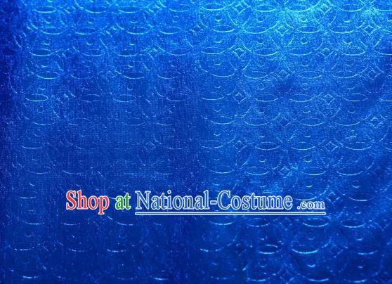 Chinese Traditional Copper Cash Pattern Design Royalblue Spandex Fabric Cloth Material Asian Dress Anaglyph Drapery