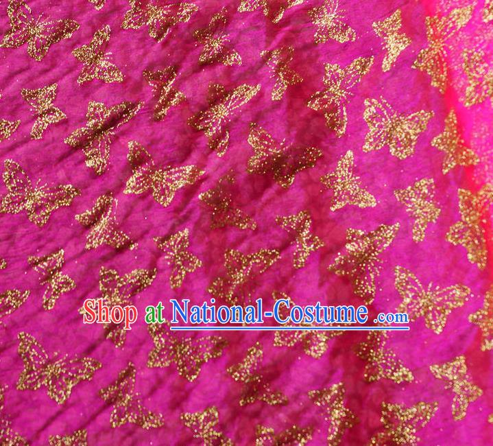 Chinese Traditional Butterfly Pattern Design Rosy Veil Fabric Cloth Organdy Material Asian Dress Grenadine Drapery