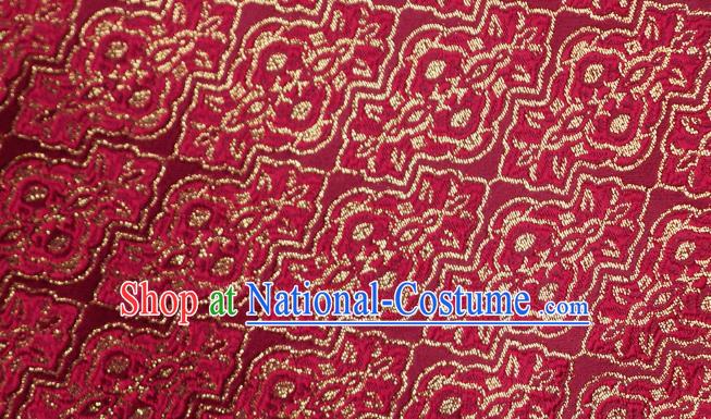 Chinese Traditional Jacquard Pattern Design Wine Red Satin Brocade Fabric Tapestry Cloth Asian Silk Material