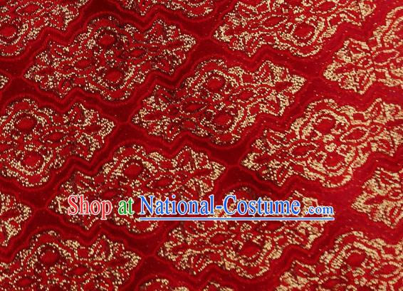 Chinese Traditional Jacquard Pattern Design Red Satin Brocade Fabric Tapestry Cloth Asian Silk Material