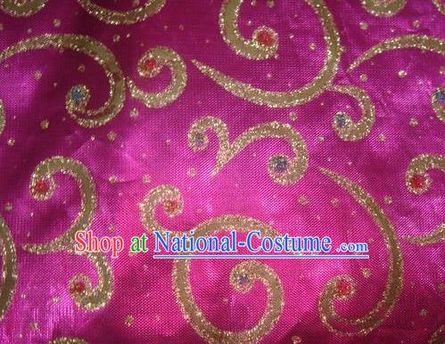 Chinese Traditional Gilding Pattern Design Rosy Satin Fabric Cloth Silk Crepe Material Asian Dress Drapery