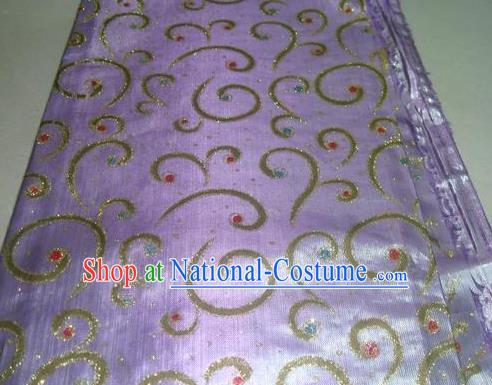 Chinese Traditional Gilding Pattern Design Lilac Satin Fabric Cloth Silk Crepe Material Asian Dress Drapery