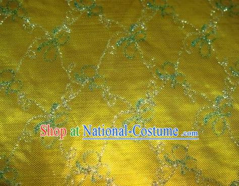 Chinese Traditional Gilding Bowknot Pattern Design Golden Satin Fabric Cloth Crepe Material Asian Dress Brocade Drapery