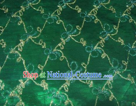 Chinese Traditional Gilding Bowknot Pattern Design Green Satin Fabric Cloth Crepe Material Asian Dress Brocade Drapery