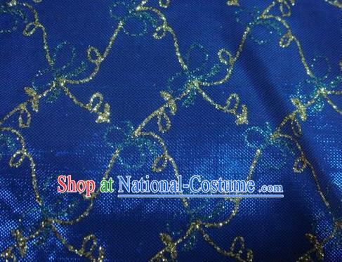 Chinese Traditional Gilding Bowknot Pattern Design Royalblue Satin Fabric Cloth Crepe Material Asian Dress Brocade Drapery