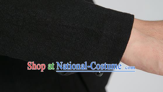 Asian Chinese Traditional Black Flax Shirt and Black Pants Martial Arts Costumes China Kung Fu Outfits for Men