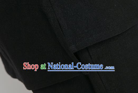 Asian Chinese Traditional Black Flax Shirt and Black Pants Martial Arts Costumes China Kung Fu Outfits for Men