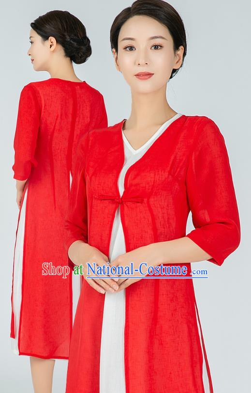 Asian Chinese Traditional Tang Suit Red Cloak Dress Martial Arts Costumes China Kung Fu Clothing for Women