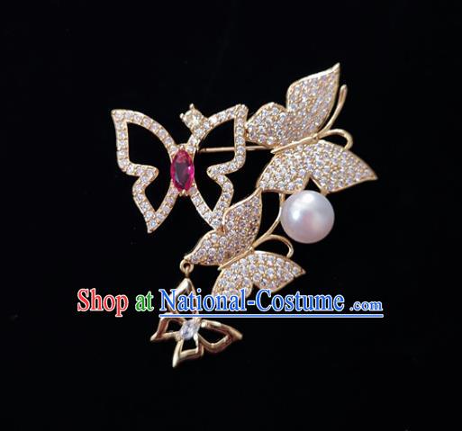 Top Jewelry Accessories Handmade Crystal Brooch Zircon Butterfly Breastpin