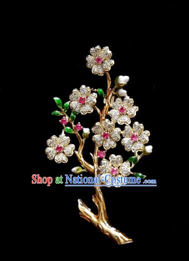 Top Baroque Queen Zircon Plum Blossom Brooch Court Jewelry Crystal Breastpin Accessories