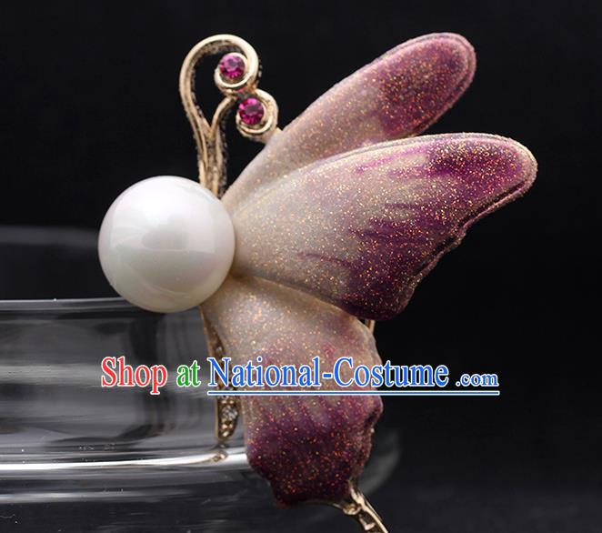 Top Crystal Breastpin Accessories Baroque Purple Butterfly Brooch Court Jewelry