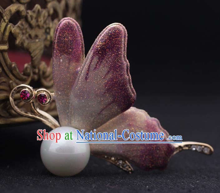 Top Crystal Breastpin Accessories Baroque Purple Butterfly Brooch Court Jewelry