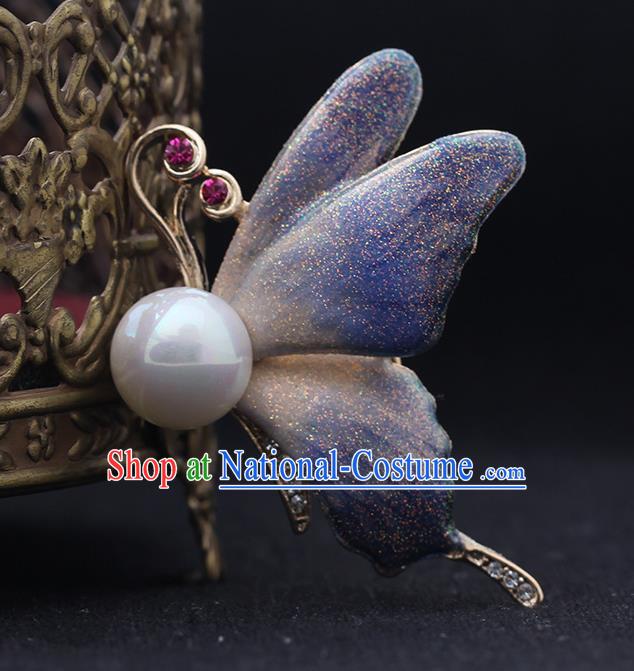 Top Baroque Blue Butterfly Brooch Court Jewelry Crystal Breastpin Accessories