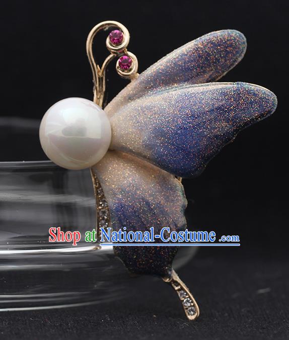 Top Baroque Blue Butterfly Brooch Court Jewelry Crystal Breastpin Accessories