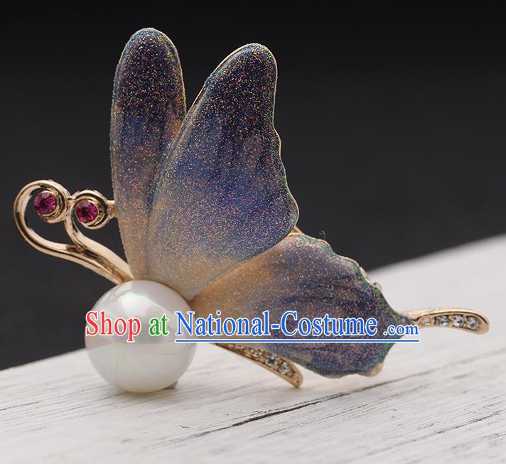 Top Baroque Blue Butterfly Brooch Court Jewelry Crystal Breastpin Accessories