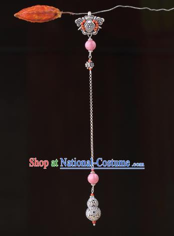 China Classical Silver Gourd Brooch Pendant Traditional Cheongsam Tassel Accessories