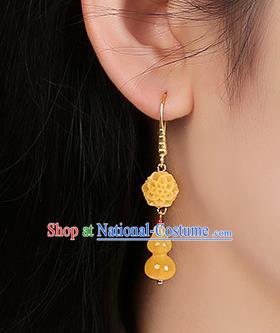 Chinese Classical Beeswax Gourd Ear Accessories Traditional Cheongsam National Earrings