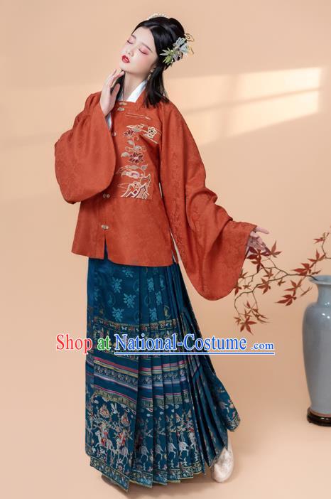 China Ancient Patrician Woman Historical Clothing Traditional Ming Dynasty Nobility Lady Embroidered Costumes Full Set