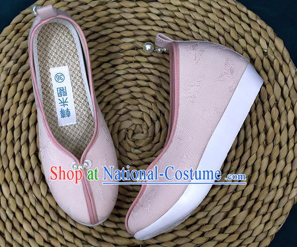 Chinese Classical Butterfly Pattern Pink Shoes Traditional Song Dynasty Princess Shoes Hanfu Shoes