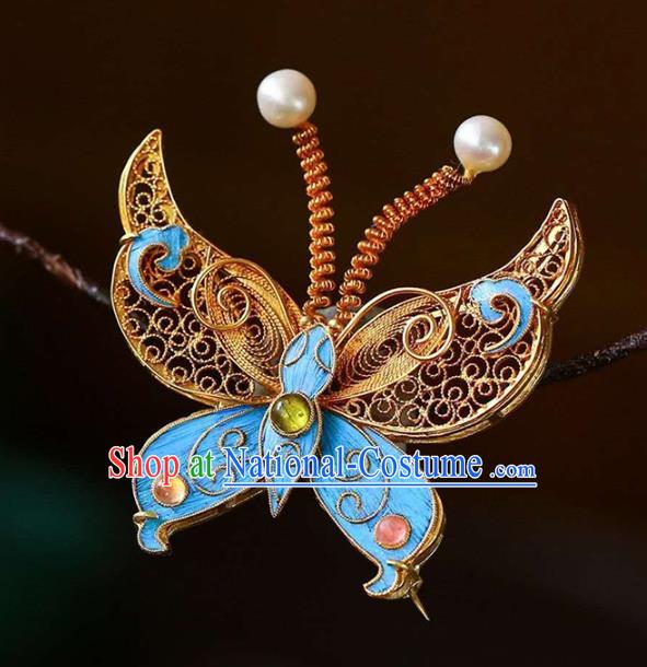 Chinese National Gems Jewelry Traditional Handmade Butterfly Brooch Accessories