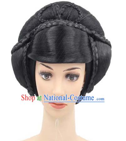 Chinese Traditional Tang Dynasty Imperial Consort Wigs Sheath Classical Dance Hair Chignon Headwear